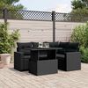 vidaXL 5 Piece Garden Sofa Set with Cushions Black Poly Rattan
