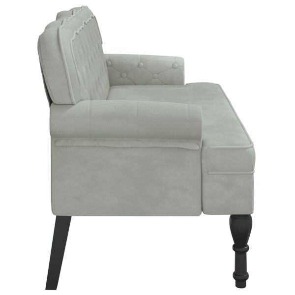 vidaXL Bench with Backrest Light Grey 119.5x64.5x75 cm Velvet