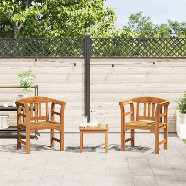 vidaXL Garden Rose Lounge Set 3 pcs Natural Solid Acacia Wood