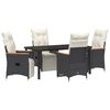 vidaXL Garden Dining Set 5 pcs Black Poly Rattan