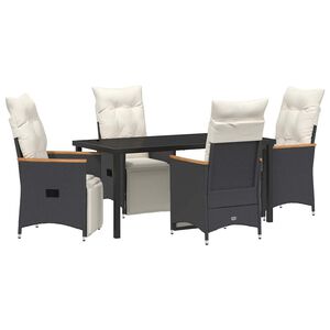 vidaXL Garden Dining Set 5 pcs Black Poly Rattan
