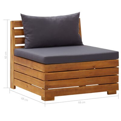 vidaXL 6 Piece Garden Lounge Set with Cushions Acacia Wood Dark Grey