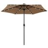 vidaXL Garden Parasol with LED Lights&Aluminium Pole 270 cm Taupe