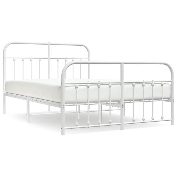 vidaXL Metal Bed Frame without Mattress with Footboard White 150x200cm