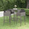 vidaXL 5 Piece Garden Bar Set with Cushions Poly Rattan Grey
