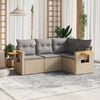 vidaXL 4 Piece Garden Sofa Set with Cushions Beige Poly Rattan