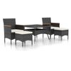 vidaXL 5 Piece Garden Dining Set Poly Rattan and Tempered Glass Black