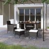 vidaXL 4 Piece Garden Chair and Stool Set Poly Rattan Black