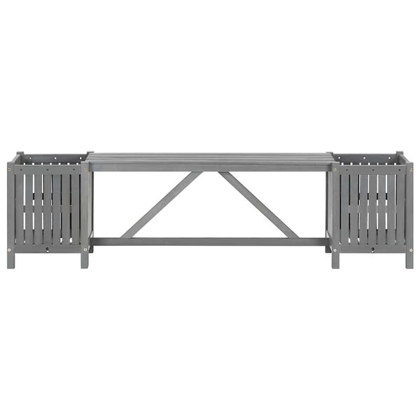 vidaXL Garden Bench with 2 Planters 150cm Solid Acacia Wood Grey