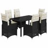vidaXL 7 Piece Garden Bistro Set with Cushions Black Poly Rattan