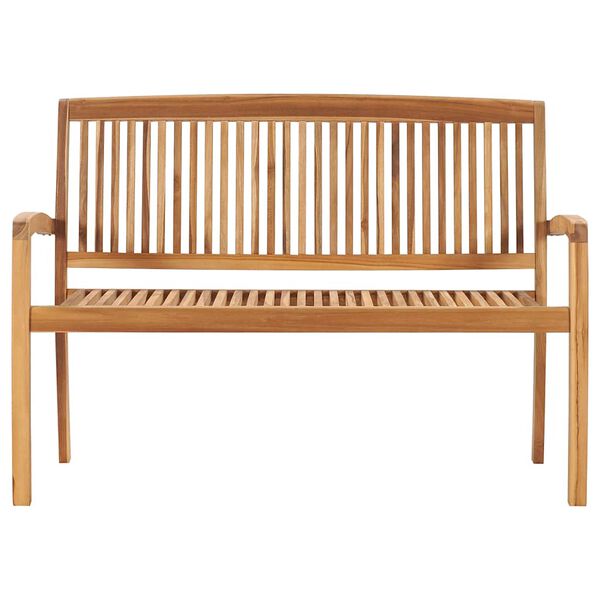 vidaXL Stacking Garden Bench with Cushion 128.5 cm Solid Teak Wood
