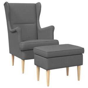 vidaXL Armchair with Foot Stool 2 pcs Dark Grey Fabric