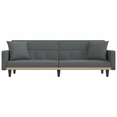 vidaXL Sofa Bed with Cushions Dark Grey Fabric