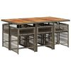 vidaXL 7 Piece Garden Dining Set with Cushions Grey Poly Rattan