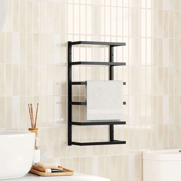 vidaXL Towel Rack Black 24x12x48 cm Steel