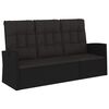 vidaXL Reclining Garden Bench with Cushions Black 173 cm Poly rattan