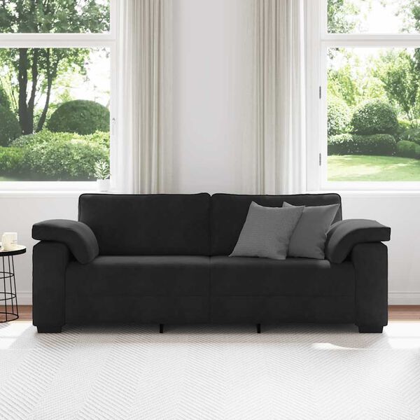 vidaXL 3-Seater Sofa Black 178 cm Velvet