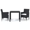 vidaXL 3 Piece Garden Dining Set with Cushions Poly Rattan Black