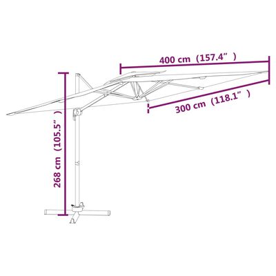 vidaXL Double Top Cantilever Umbrella Terracotta 400x300 cm