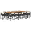 vidaXL 15 Piece Garden Dining Set with Cushions Black Poly Rattan