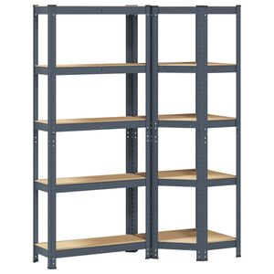 vidaXL 2 Piece 5-Layer Shelves Set Anthracite Steel&Engineered Wood