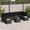 vidaXL Garden Sofa Set with Cushion 8 pcs Black Poly Rattan