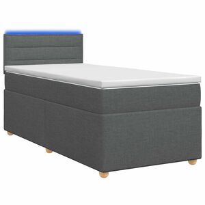 vidaXL Box Spring Bed with Mattress and LED Dark Grey 107 x 203 cm