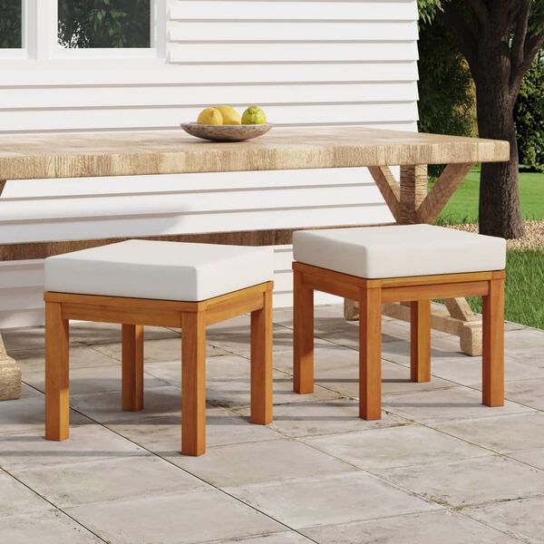 vidaXL Garden Stools with Cushions 2 pcs 40x40x42 cm Solid Wood Acacia