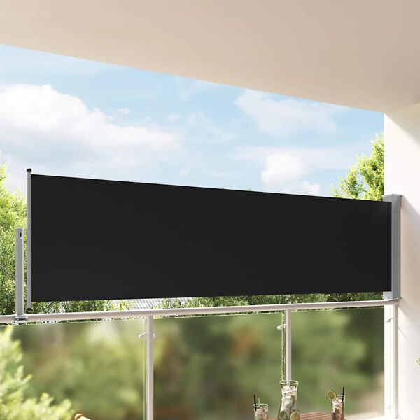 vidaXL Patio Retractable Side Awning 100 x 300 cm Black