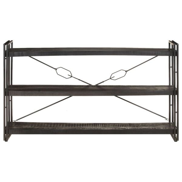 vidaXL 3-Tier Bookcase Black 140x30x80 cm Solid Mango Wood