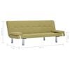 vidaXL Sofa Bed with Two Pillows Green Polyester