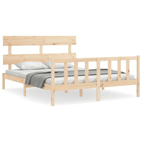 vidaXL Bed Frame without Mattress King Size Solid Wood Pine