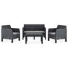 vidaXL 4 Piece Garden Lounge Set with Cushions PP Rattan Anthracite