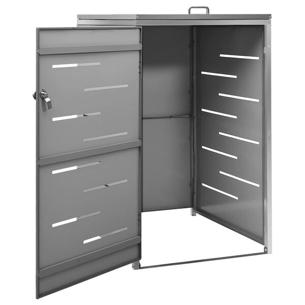 vidaXL Single Wheelie Bin Shed 69x77.5x112.5 cm Stainless Steel