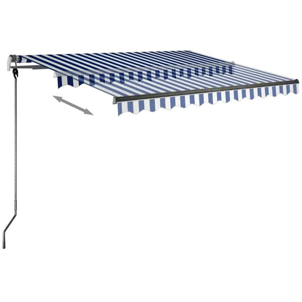 vidaXL Manual Retractable Awning with LED 350x250 cm Blue and White
