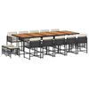 vidaXL 15 Piece Garden Dining Set with Cushions Black Poly Rattan