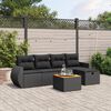 vidaXL 6 Piece Garden Sofa Set with Cushions Black Poly Rattan