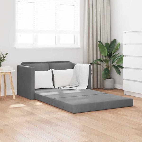 vidaXL Floor Sofa Bed 2-in-1 Dark Grey 122x204x55 cm Velvet