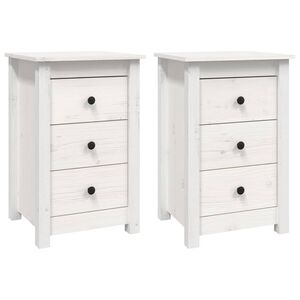 vidaXL Bedside Cabinet | Set of 2 | White | Solid Pine Wood | 40 x 35 x 61.5 cm