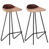 vidaXL Bar Stools 2 pcs Brown Real Leather