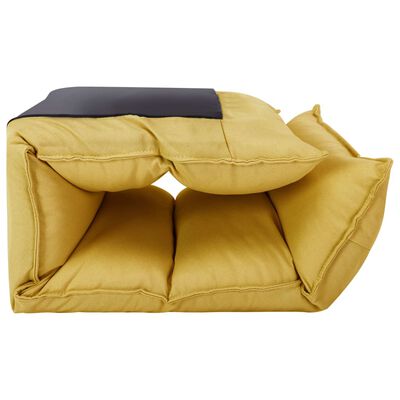 vidaXL Folding Floor Chair Mustard Yellow Fabric