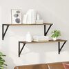 vidaXL Wall Shelves with Shelf 2 pcs Artisan Oak 80 x 25 x 25.5 cm