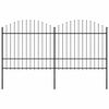 vidaXL Garden Fence with Spear Top Steel 337x175 cm Black