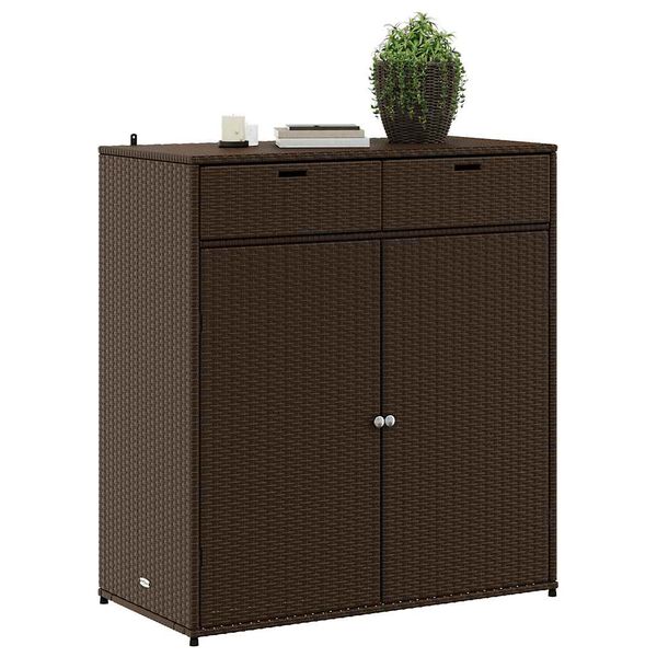 vidaXL Garden Storage Cabinet Brown 105x55x113 cm Poly Rattan