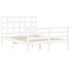 vidaXL Bed Frame without Mattress White Double Solid Wood