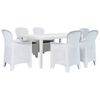 vidaXL 7 Piece Outdoor Dining Set Plastic White Rattan Look