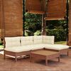 vidaXL 5 Piece Garden Lounge Set with Cushions Honey Brown Pinewood