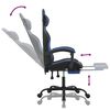 vidaXL Gaming Chair with Footrest Black and Blue Faux Leather