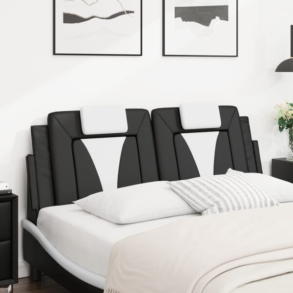 vidaXL Headboard Cushion "Viana" Black and White 137 cm Double Faux Leather