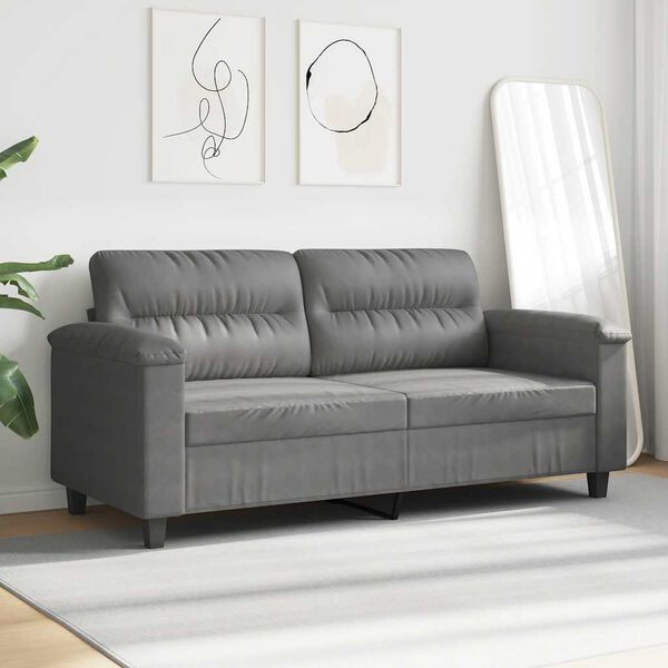 vidaXL 2-Seater Sofa Dark Grey 140 cm Microfibre Fabric